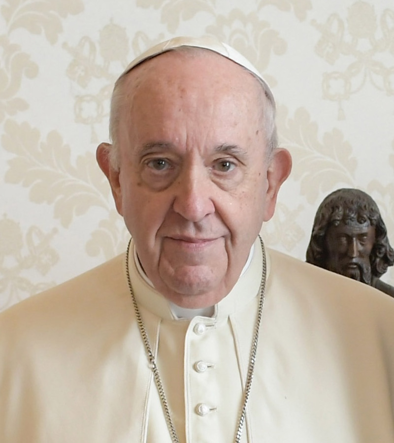 A portrait of Pope Francis.