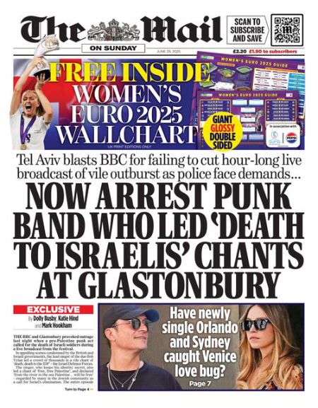 Front page of Daily Mail.