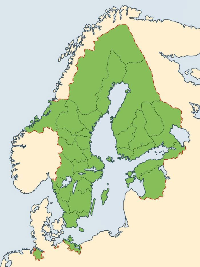Map of Sweden as it were in 1658.